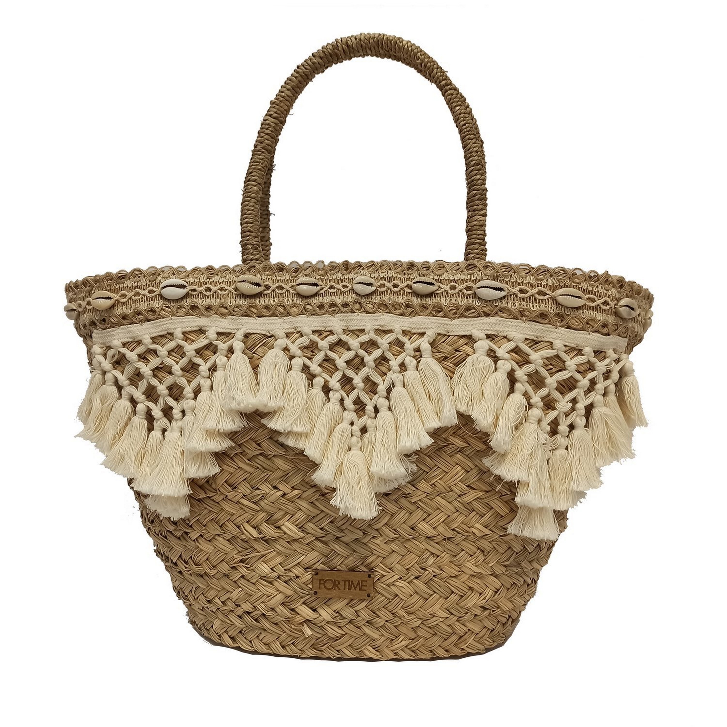 Capazo de playa para mujer FOR TIME Suna de rafia.